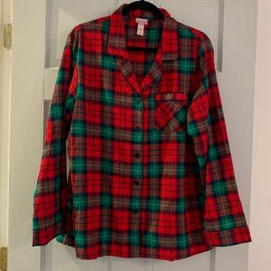 Euc plaid flannel pajama set size large